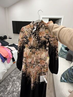 zimmermann lucky lace plunge midi dress LUCKY LACE PLUNGE MIDI DRESS